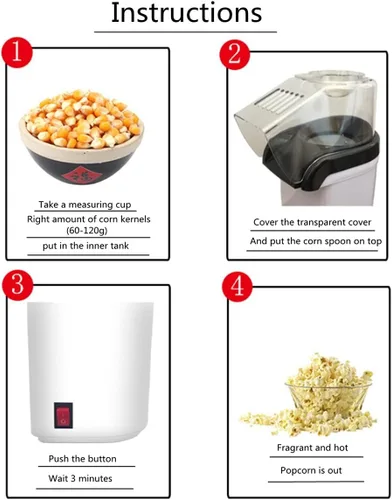 Miniatura 4 de Máquina portátil de palomitas de maíz, máquina de palomitas de maíz, máquina de palomitas de maíz, rápida y fácil de usar, para familias con y Rosa