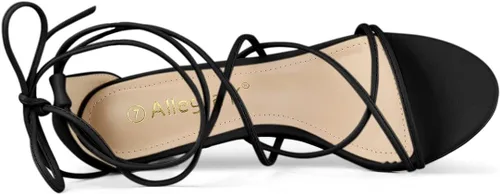 Miniatura 5 de Allegra K Sandalias con cordones y tacón de gatito para mujer