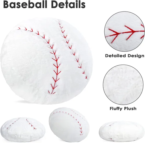 Miniatura 2 de Wepop Almohada de béisbol esponjosa de 18 pulgadas, almohadas de béisbol suaves, almohada de pelota deportiva, juguete de peluche para decoración