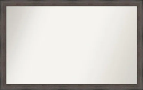 Miniatura 483 de Amanti Art Espejo de pared personalizado no biselado (24 x 27 pulgadas), marco estrecho de nogal chipre - varios tamaños personalizados - Espejo