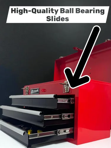 Miniatura 4 de Caja de herramientas portátil de metal Homak, de 20 pulgadas, con 3 cajones, pequeño cofre de herramientas con forros EVA, cajones deslizantes