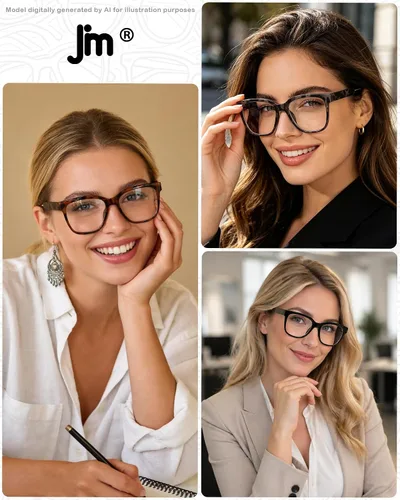 Miniatura 2 de JM Gafas de lectura de gran tamaño para mujer, lectores cuadrados elegantes para mujeres y hombres/W bloqueo de luz azul de moda para mujer