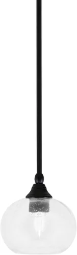 Miniatura 226 de Toltec Lighting Tallo Colgado Mini colgante, acabado de cobre negro, 3.5" cuadrado humo burbuja vidrio