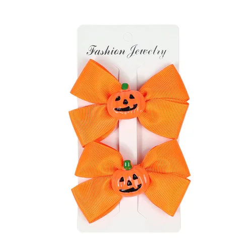 Miniatura 5 de Lazo para el pelo de Halloween, calabaza, murciélago, araña, fantasma, horquilla para fiesta de Halloween, accesorios para el cabello (negro A)