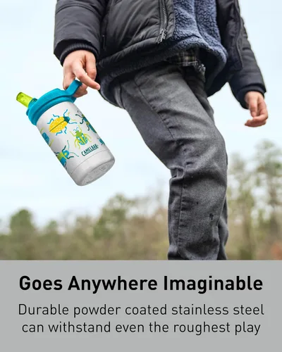Miniatura 2 de CamelBak Eddy+ Kids - Botella de agua con válvula de mordida y pajita aislada de acero inoxidable, perros en bicicleta, 12 onzas