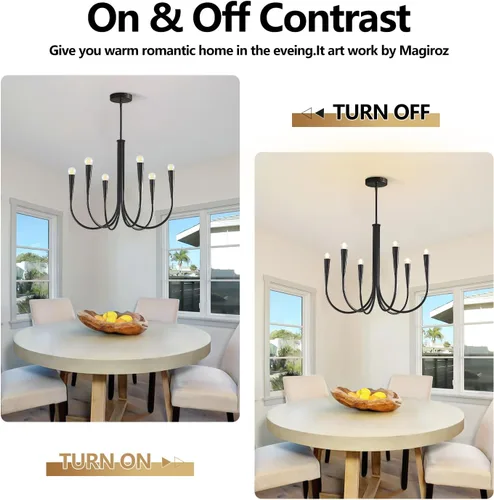 Miniatura 4 de Lámpara colgante moderna de 6 luces para comedor, cocina, sala de estar, lámpara industrial rústica negra MPL26-6 BK