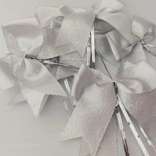 Miniatura 9 de 36 lazos plateados metálicos de 4-1/2 pulgadas con lazos giratorios para envolver regalos, embalaje, decoración de Navidad (4.5 pulgadas, plateado)