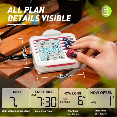 Miniatura 2 de RAINPOINT Regadera automática para plantas de interior de gran pantalla para maceta, ciclo y modo de remojo, sistema de riego por goteo automático