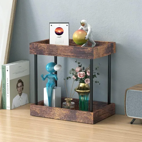 Miniatura 3 de MAHUEEOL Organizador de Baño de 2 Niveles para Encimera, Bandejas de Baño de Madera para Encimera, Organizador de Tocador de Cosméticos