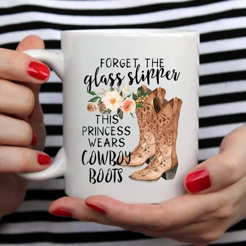 Miniatura 4 de YouNique Designs Forget The Slippers This Princess Wears Cowboy Boots - Taza de 11 onzas, taza de café para mujer, taza de café de vaquera (blanco)