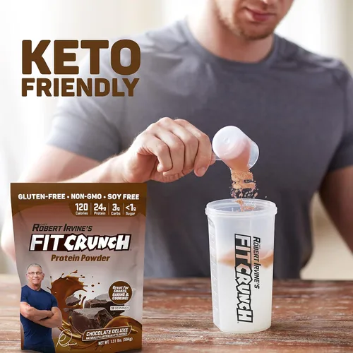 Miniatura 4 de Fitcrunch Mezcla triple de proteínas Diseñado por Robert Irvine Con tecnología Mixability, libre de gluten, soya y sin OMG, Chocolate, 1