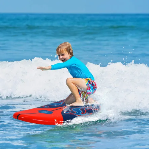 Miniatura 6 de Giantex 6' Surfboard Surfing Surf Beach Ocean Body Foamier Board with Removable Fins, Great Beginner Board for Kids, Youth and Children