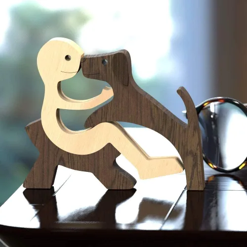 Miniatura 7 de Regalo único tallada a mano estatua de hombre y perro, estatua de madera humana de perro, escultura de madera para decoración de oficina en casa