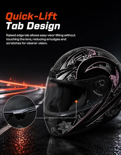 Miniatura 5 de TCMT Tamaño-M DOT Casco de motocicleta con mariposa, tapa abatible, cara completa, para la calle, para bicicleta de tierra, casco para adultos, ATV