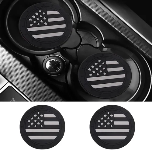 ACODABLEM Paquete de 2 Posavasos para Portavasos de Automóvil, 2.75 Pulgadas Bandera Americana Juego de Almohadillas de Goma Suave Redondo Inserto