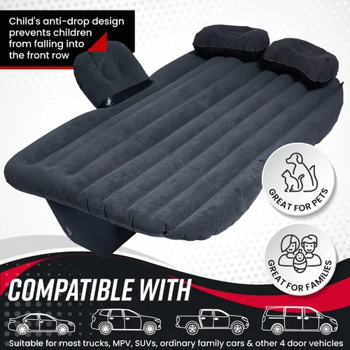 Miniatura 7 de VaygWay Colchón inflable de aire para automóvil – Cama de aire con kit de bomba – Asiento trasero – Cojín de cama inflable para vacaciones