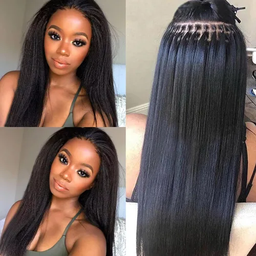 Miniatura 8 de Extensiones de cabello humano ondulado con punta I para mujer, extensiones de cabello Remy con punta de palo de fusión fría, pegamento de queratina