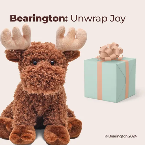 Miniatura 5 de Bearington Morton The Moose - Animal de peluche de alce de bebé de 10.5 pulgadas con piel suave y esponjosa, adorable juguete de alce y regalo