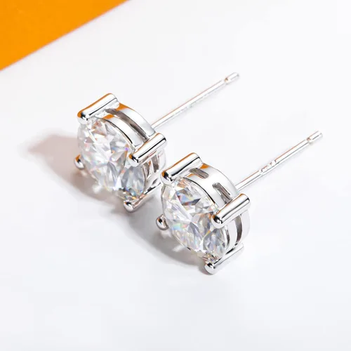Miniatura 5 de Moissanite Stud Earrings 0.20.61246cttw D Color VVS1 Clarity Round Brilliant Cut Moissanite Diamond 925 Sterling Silver Post Earrings for Women Men