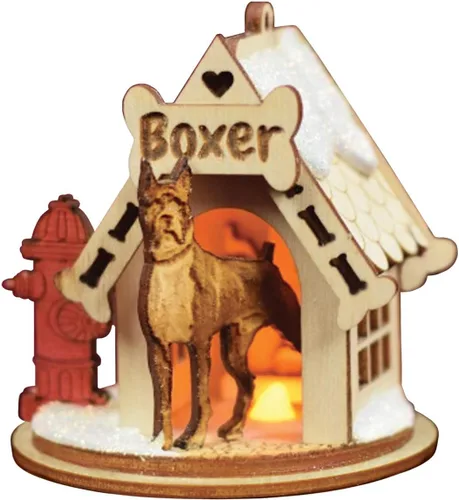 Miniatura 21 de Basset Hound Dog Tea Light Display Adorno de Navidad de madera para árbol de Navidad