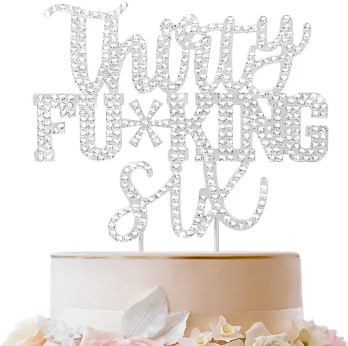 Miniatura 30 de LINGTEER Veintiún divertidos adornos dorados para tartas con diamantes de imitación – Saludos a los 21 años de edad, decoración de centros de mesa