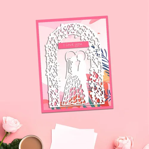 Miniatura 3 de Troqueles de corte de marco de boda, troqueles de fondo de pareja para hacer tarjetas, tarjeta de boda troquelada en relieve plantilla herramienta