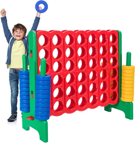 Miniatura 10 de Costzon Giant 4 en una fila, Juego de mesa Jumbo de 4 a puntuación para niños y adultos, juego de conexión de patio interior y exterior, 1.07 m