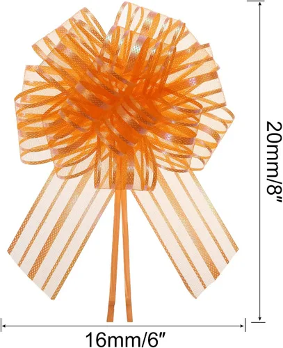 Miniatura 2 de MECCANIXITY 5 lazos metálicos de organza de 6 pulgadas para envolver regalos, color naranja, para cestas de boda, regalos de Navidad, día de San