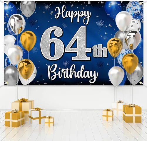 Miniatura 147 de Decoración de feliz cumpleaños 35, globo azul y plateado de 35 años, cartel grande de telón de fondo de cumpleaños, suministros para fiesta de 35th