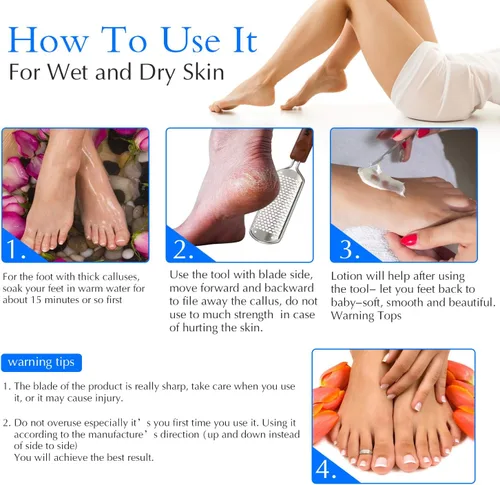 Miniatura 5 de Lima de pedicura profesional, exfoliante de pies desmontable de acero inoxidable colosal, removedor de piel dura, escofina de pedicura para pies