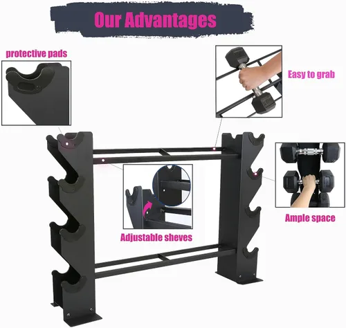 Miniatura 6 de Estante para mancuernas, estante de almacenamiento para mancuernas, organizador de pesas RacK, organizador de gimnasio en casa
