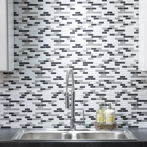 Miniatura 2 de Tack Tile Protector contra salpicaduras de vinilo para despegar y pegar (mosaico pequeño blanco)