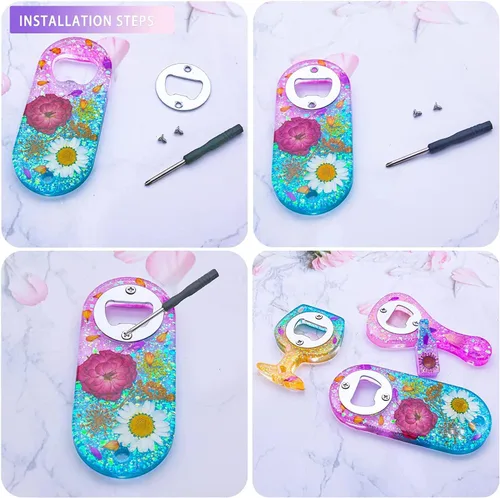 Miniatura 3 de moonoom Juego de 80 piezas para abridor de botellas, 80 insertos metálicos inoxidables para abridor de botellas + 160 tornillos + destornillador