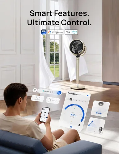 Miniatura 5 de Dreo Ventilador de pedestal con control inteligente, 43 pulgadas, ventiladores silenciosos oscilantes omnidireccionales de 150° + 120°