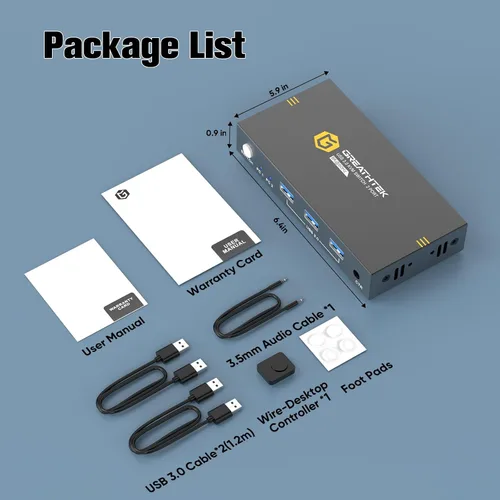 Miniatura 7 de Conmutadores KVM de 2 puertos 8K a 60Hz, interruptor KVM GREATHTEK HDMI Compartir dispositivos USB con 3 concentradores USB3.0, 2 computadoras, 1