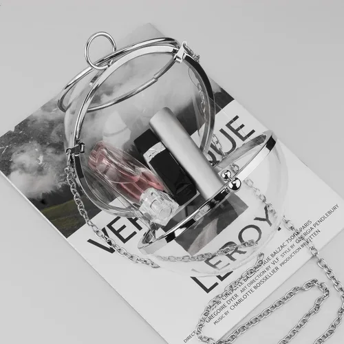 Miniatura 6 de Round Ball Clear Purse, Small Acrylic Box Evening Clutch Bag, Not Compatible with Phone