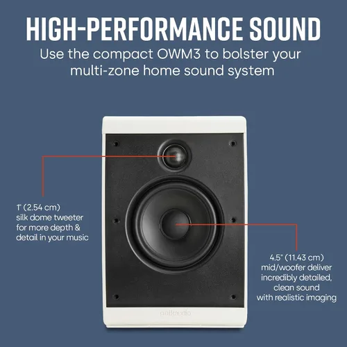 Miniatura 3 de Polk Audio OWM3 - Altavoces de pared y estantería El altavoz versátil de más alto rendimiento Rejillas pintables (par, blanco) y canal central