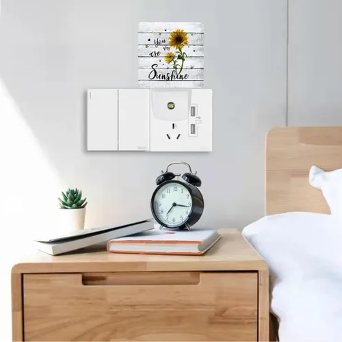 Miniatura 5 de Luz nocturna LED enchufable de girasol, luces nocturnas inteligentes con sensor de atardecer a amanecer, enchufe a la pared, luces nocturnas de bajo