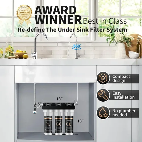 Miniatura 3 de WINGSOL WINGSOL - Filtro de agua alcalino para debajo del fregadero con grifo, sistema de filtro de agua de 10 capas que reduce los metales pesados