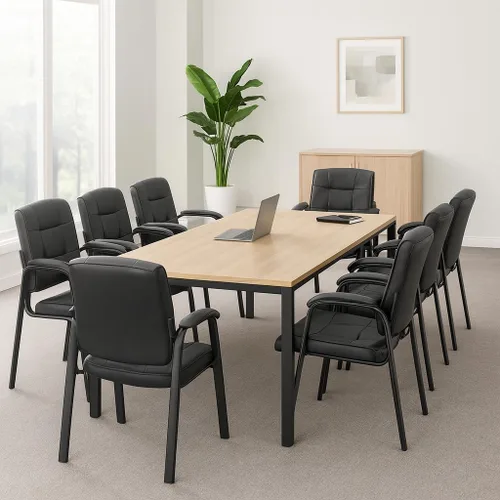 Miniatura 5 de Naomi Home Sillas apilables de piel sintética para invitados de oficina, sillas de recepción con reposabrazos para vestíbulo, clínica, sala