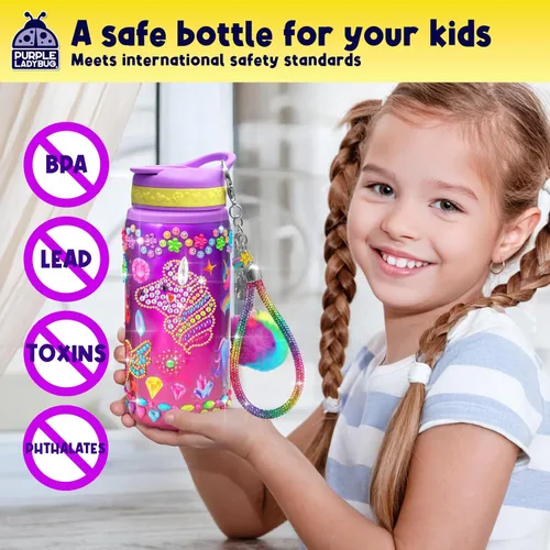 Miniatura 7 de PURPLE LADYBUG Decora tu propia botella de agua para niñas, regalo para niñas de 5, 6, 7, 8, 9, 10 años, regalo de cumpleaños, juguetes de Piedra