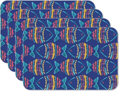 CounterArt Along The Coast - Juego de 4 manteles individuales reversibles de plástico flexible de fácil cuidado, fabricados en los Estados Unidos,