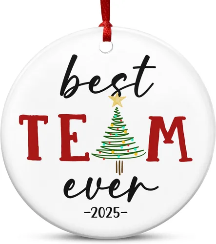 TEEZWONDER Regalos para compañeras de trabajo y amigas - Adornos navideños de cerámica 2025 para decorar el árbol - Regalo de Navidad y cumpleaños