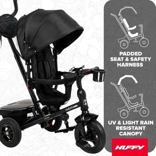 Miniatura 5 de Huffy Malmo Ultra - Triciclo convertible 4 en 1 para niños pequeños con mango de empuje para padres, toldo extraíble y soporte para tazas, triciclo