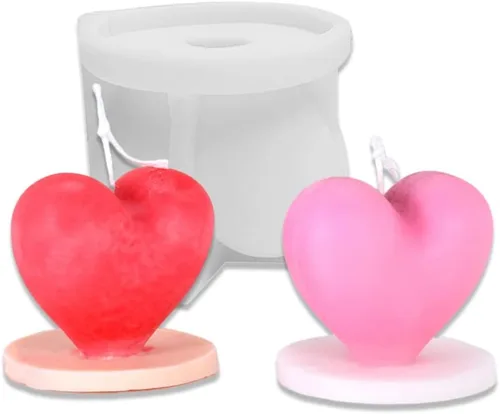 Cestony Moldes de silicona con forma de corazón 3D para hacer velas de resina de pilar aromaterapia velas cera jabón flor espécimen arcilla artesanía