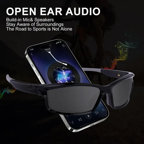 Miniatura 6 de SKYWAY Gafas de sol deportivas polarizadas inteligentes Bluetooth con audio inalámbrico protección UV para deportes al aire libre, diseño unisex