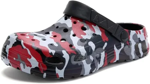 Zuecos de camuflaje negro para niños y niñas, zapatos de playa para niños, diseño clásico de teñido anudado marmoleado