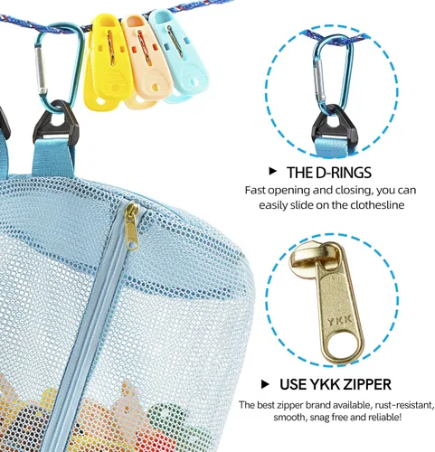Miniatura 4 de MinYEE Bolsa de red con cremallera para tendedero, paquete de cintura de muchas maneras de usar, tela transpirable, gran apertura, gran capacidad