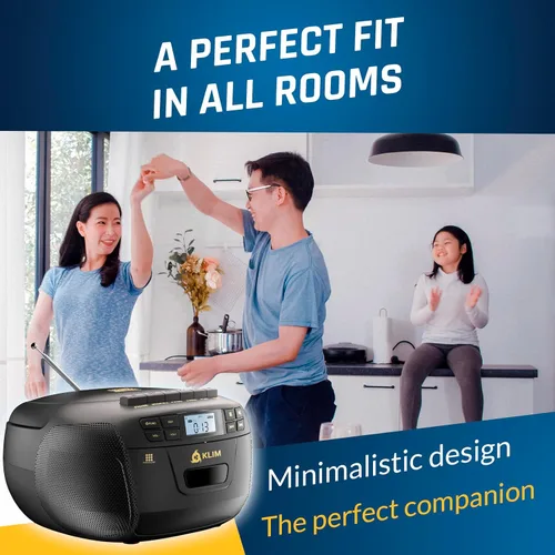 Miniatura 7 de Reproductor de CD y reproductor de cinta de cassette KLIM, Boombox Bluetooth, radio AM/FM, sonido estéreo, control remoto, combo de CD y cinta