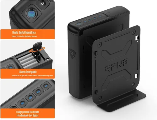 Miniatura 7 de RPNB Caja fuerte para armas, Caja fuerte biométrica montada para mesita de noche con puerta corredera de acceso rápido, Cajas fuertes para pistolas